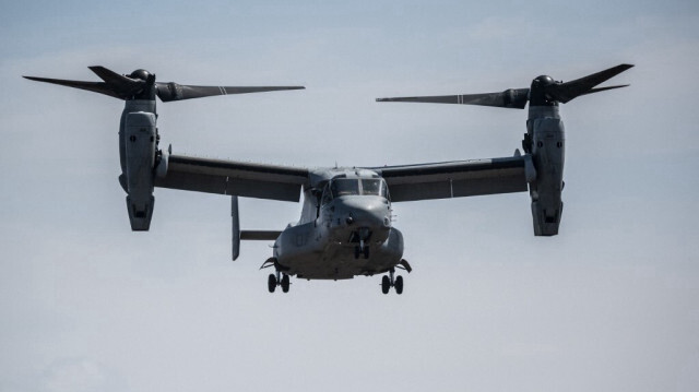 Un aéronef Osprey américain à Shizuoka, Japon. Crédit photo: Charly TRIBALLEAU / AFP