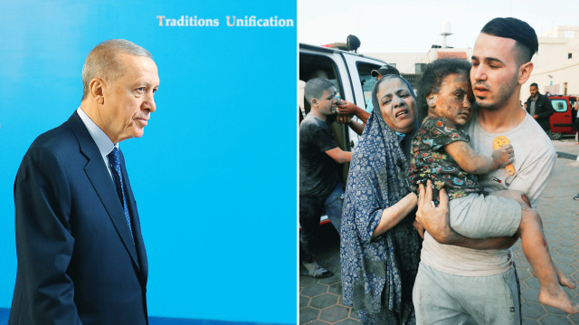 Astana’da yoğun bir diplomasi trafiği yürüten Cumhurbaşkanı Erdoğan, Azerbaycan Cumhurbaşkanı İlham Aliyev ile görüştü. Cumhurbaşkanı Erdoğan, görüşmede Türkiye’nin insani yardım çabalarının artarak süreceğini, İsrail’in uluslararası hukuka uygun hareket etmesini sağlamak için uluslararası toplumun güçlü mesajlar vermesi gerektiğini, bölgede kalıcı barışın ancak 1967 sınırlarında, başkenti Doğu Kudüs olan, coğrafi olarak bütün ve bağımsız Filistin devletinin kurulması ile mümkün olabileceğini ifade etti.