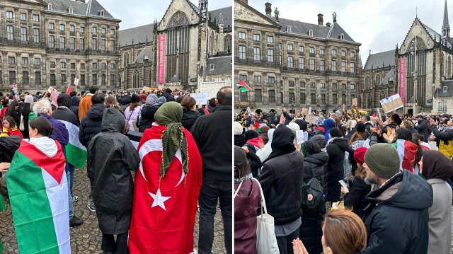 Hollanda'nın Amersfoort ve Haarlem şehirlerinde de Filistin'e destek gösterileri düzenlendi.