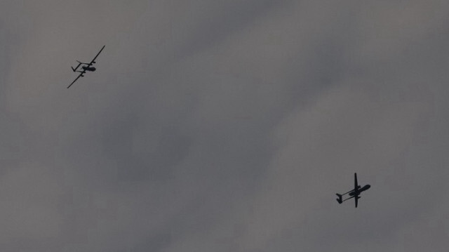 Des drones militaires israéliens survolant le nord de la bande de Gaza, le 29 octobre 2023. Crédit photo: JACK GUEZ / AFP
