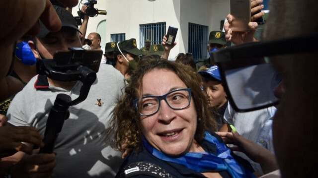 L'opposante Amira Bouraoui. Crédit photo: RYAD KRAMDI / AFP