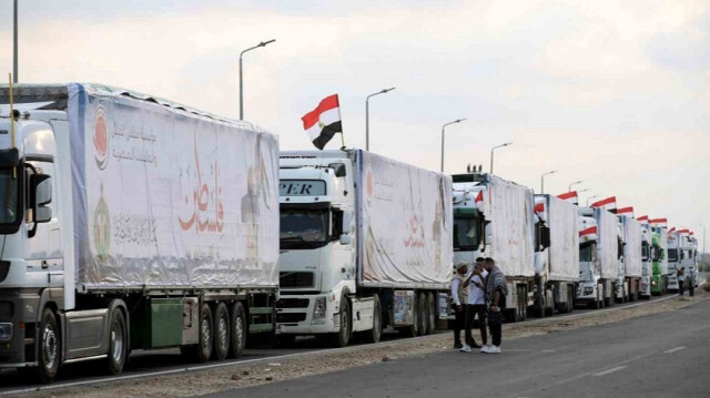 Un convoi d'aide humanitaire le 24 octobre 2023. Crédit photo: IHA  / ARCHIVE