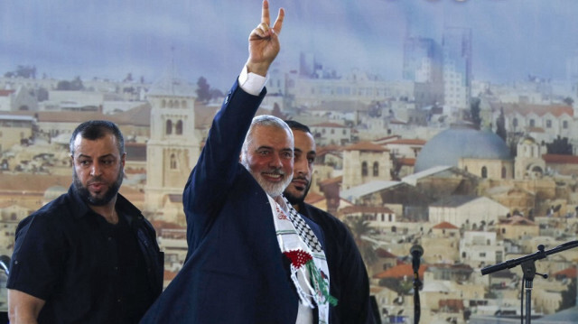 Le chef du mouvement palestinien Hamas, Ismail Haniyeh, lors d'un rassemblement public pendant sa visite dans la ville de Saida, au sud du Liban, le 26 juin 2022. MAHMOUD ZAYYAT / AFP (archive)