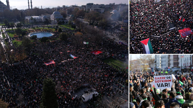 İstanbul'da on binlerce vatandaş, İnsan Hakları Günü'nde Filistin’e destek için yürüdü.