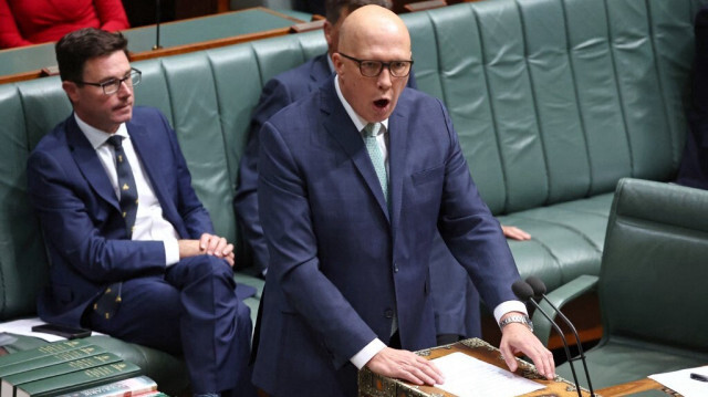 Peter Dutton, chef de l'opposition australienne, avait accusé le gouvernement australien d'avoir un vaste programme d'immigration, lors d'une de ses prises de parole au Parlement, le 16 octobre 2023, à Canberra.