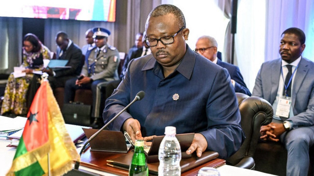 Le président de la Guinée-Bissau, Umaro Sissoco Embalo,lors du sommet de l'Union économique et monétaire ouest-africaine (UEMOA) à Abidjan le 5 décembre 2022.