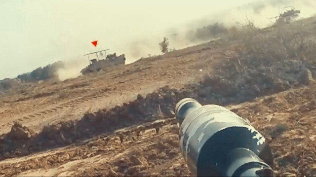 Kassam Tugayları, 'Yasin 105' tanksavar roketiyle bir İsrail 'Merkava' tankının hedef alındı. (Foto: Arşiv)
