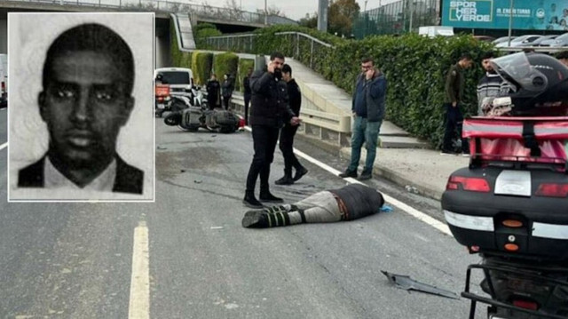 Photo de l'accident à Istanbul et de Mohamed Hasan Sheikh Mahmud, le fils du président somalien Hasan Sheikh Mahmud à Fatih, le 30 novembre 2023.