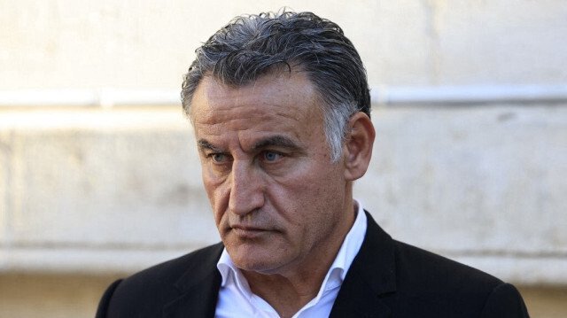 Christophe Galtier à l'entrée du tribunal de Nice afin d'assister à son procès pour harcèlement et discrimination, essentiellement contre des joueurs musulmans, le 15 décembre 2023.