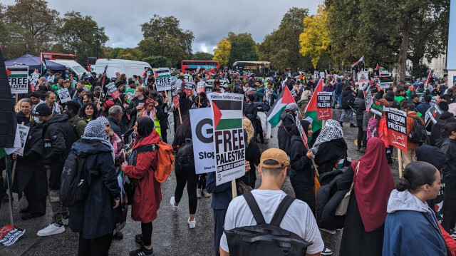 Manifestation propalestinienne à Londres, le 21 octobre 2023.