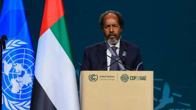 Le président somalien Hassan Sheikh Mohamud au sommet des Nations unies sur le climat à Dubaï, le 1er décembre 2023. Crédit photo: KARIM SAHIB / AFP