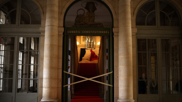 L'entrée du Conseil Constitutionnel photographiée à l'occasion du 65e anniversaire de la Constitution française de 1958, à Paris, le 4 octobre 2023.