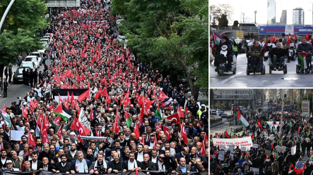 Katılımcılar, eylem boyunca terör örgütlerini ve işgalci İsrail’i protesto etti. Eylemde; sanatçılar, gazeteciler ve sivil toplum kuruluşu temsilcileri tarafından konuşmalar yapıldı. Şehitler için Kur’an-ı Kerim okundu, dualar edildi.