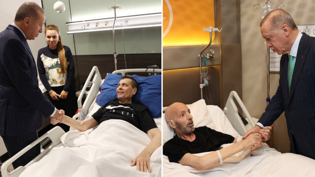 Cumhurbaşkanı Erdoğan, Pevrul Kavlak ve Halil Özcan'ı hastanede ziyaret etti.