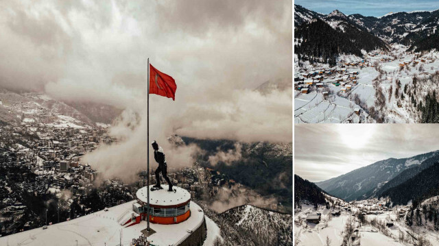 Artvin'de kar manzaralar kartpostallık görüntüleri aratmadı