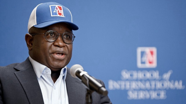 Le président de la Sierra Leone, Julius Maada Bio, prononçant un discours, le 15 septembre 2023.
