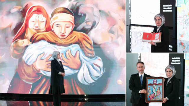 Emine Erdoğan 'Kurşun Geçirmez Düşler: Gazzeli Çocuk Ressamlar Sergisi'ni ziyaret etti.