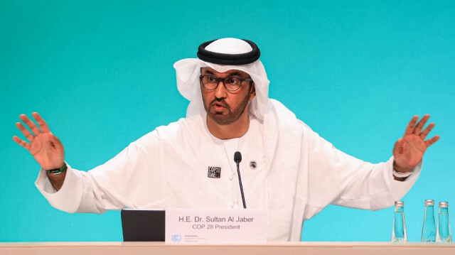 Sultan Al Jaber, le président de la COP28, en conférence de presse, le 04 décembre 2023. 