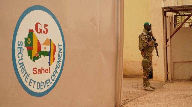 Le logo du G5 Sahel, cadre créé par 5 pays en 2014, pour répondre aux défis de lutte contre le terrorisme au Sahel.