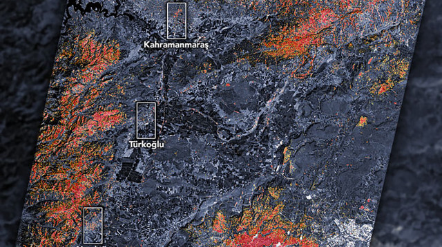 NASA'dan 3 bölgedeki deprem hasarını gösteren harita