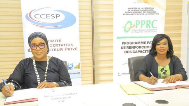 La signature du protocole d'accord entre les deux parties a eu lieu le vendredi 10 février 2023, au siège du PPRC, à Abidjan. Crédit : APANEWS