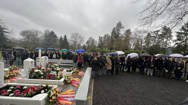 Cérémonie en mémoire des victimes de l'attaque terroriste xénophobe perpétrée en 2020 à Hanau, le 19 février 2023 sur la place Heumarkt à Hanau en Allemagne. Crédit photo: AGENCE ANADOLU