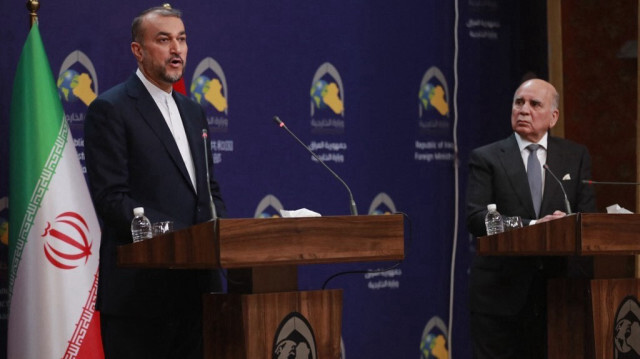 Le ministre iranien des Affaires étrangères, Hossein Amir Abdollahian, avec son homologue irakien, Fouad Hussein, Crédit photo: AHMAD AL-RUBAYE / AFP