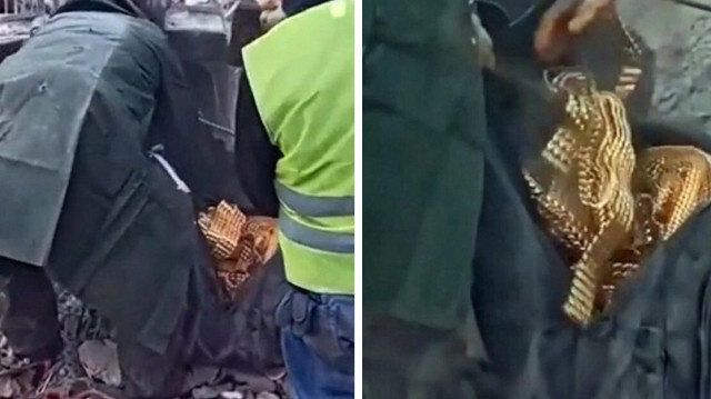 Kahramanmaraş'ta enkazda altın dolu çanta bulundu.