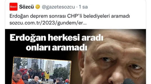 Sözcü gazetesi Cumhurbaşkanı Erdoğan'ı hedef aldı