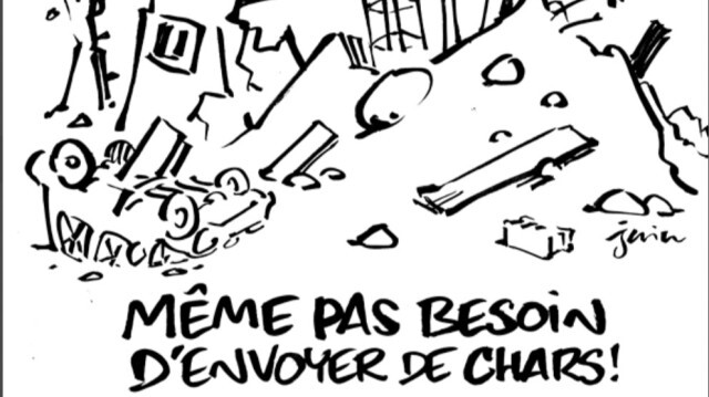 Charlie Hebdo dergisinin iğrenç karikatüründe deprem için “Tanklara gerek kalmadı” ifadesi kullanılması sosyal medyada büyük tepki topladı.