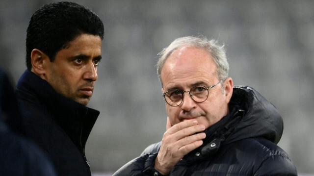 Luis Campos et le président du PSG Nasser al-Khelaifi. Crédit photo : FRANCK FIFE / AFP