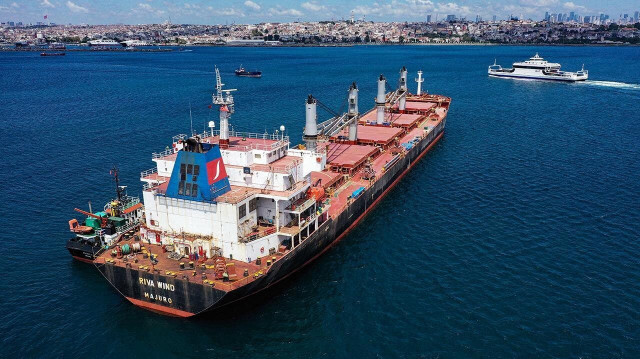 Tahıl koridoru Anlaşması sonrası İstanbul Boğazı'ndan geçen tahıl yüklü gemi. (Arşiv)