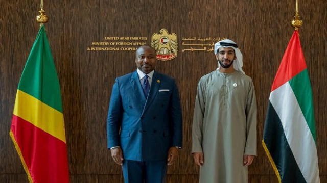 Le ministre d’État émirati, Sheikh Shakhboot bin Nahyan Al Nahyan et le ministre congolais de la Coopération internationale et de la promotion des partenariats public-privé, Denis Christel Sassou Nguesso. Crédit Photo: APANEWS