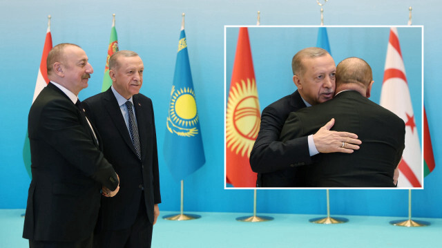 Cumhurbaşkanı Erdoğan, Türk Devletleri Teşkilatı (TDT) Olağanüstü Zirve Toplantısı'na katılan Azerbaycan Cumhurbaşkanı İlham Aliyev'i karşıladı.