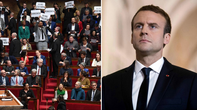 Fransa Cumhurbaşkanı Emmanuel Macron, parlamentoda protesto edildi.