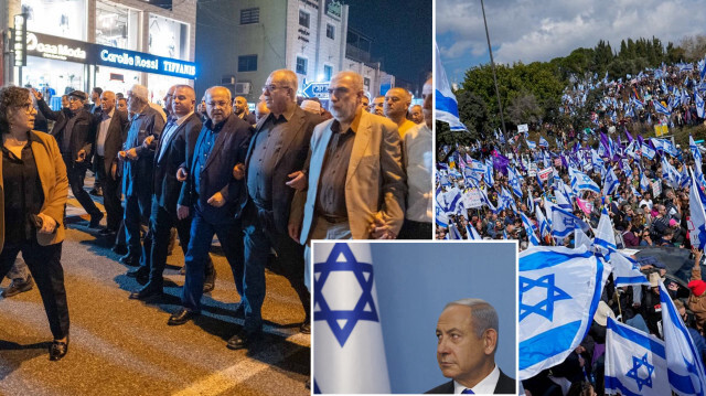 İsrail'deki Araplar, Netanyahu hükümetinin yargı düzenlemelerine karşı ilk kez sokağa indi.