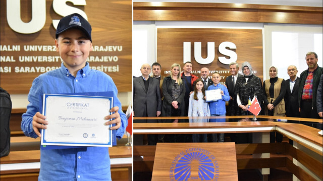 Depremzedeler için yardım toplayan Boşnak çocuk Mehanoviç'e eğitim bursu hediye edildi