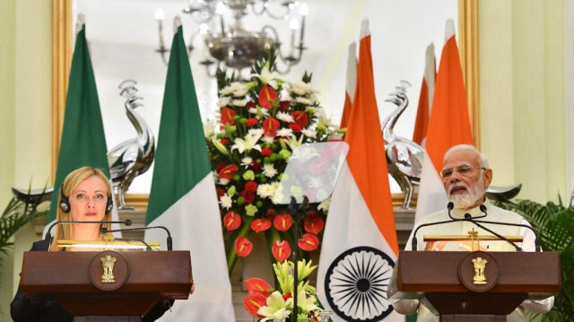 Le Premier ministre indien Narendra Modi et son homologue italienne Giorgia Meloni. Crédit photo: AGENCE FRANCE PRESSE