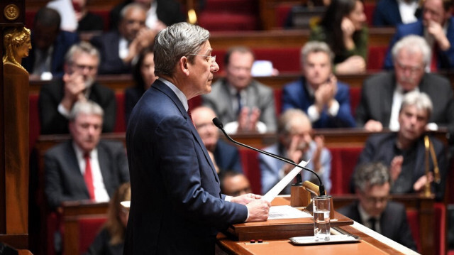 Charles de Courson, membre du groupe parlementaire de centre-droit LIOT, lors de l'allocution sur les motions de censure sur la réforme des retraites. Crédit Photo: Bertrand GUAY / AFP