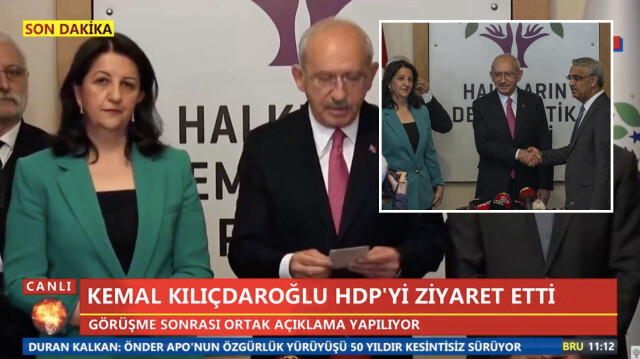 Kılıçdaroğlu, HDP'li Buldan ve Sancar ile birlikte kameralar karşısına geçti.