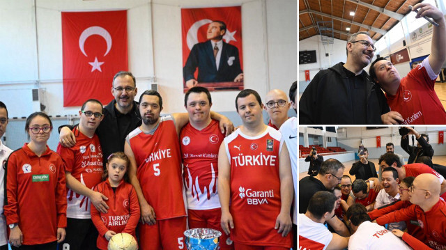 Bakan Kasapoğlu down sendromlu milli sporcular ile basketbol oynadı