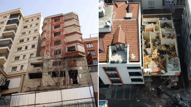 Bağcılar'da görüntüsüyle sosyal medyada gündem olan bina yıkıldı.