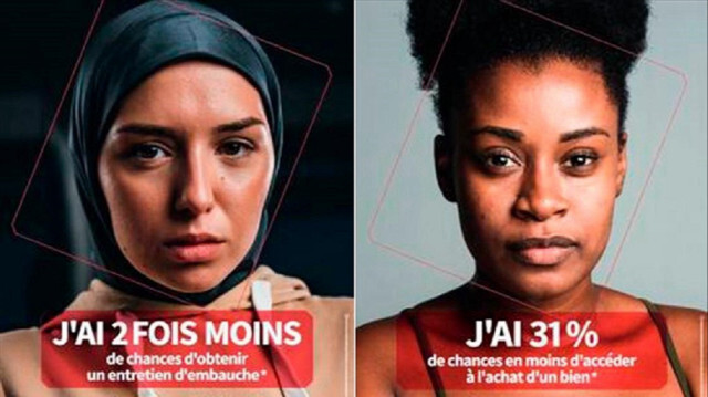 Fransa'da ayrımcılık karşıtı kampanyada başörtülü kadınlara da yer verildi.