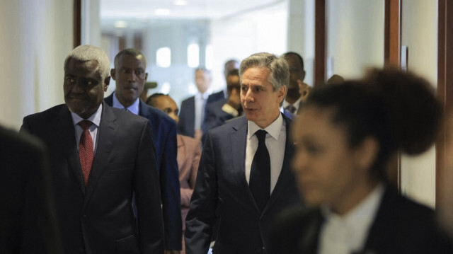 Le secrétaire d'État américain Antony Blinken et le président de la Commission de l'Union africaine (CUA), Moussa Faki Mahamat. Crédit photo: TIKSA NEGERI / PISCINE / AFP