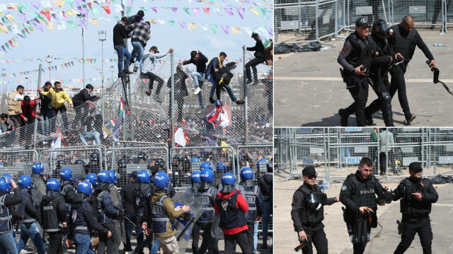 HDP'nin Diyarbakır'da düzenlediği 'nevruz' etkinliğinde polise saldırı.