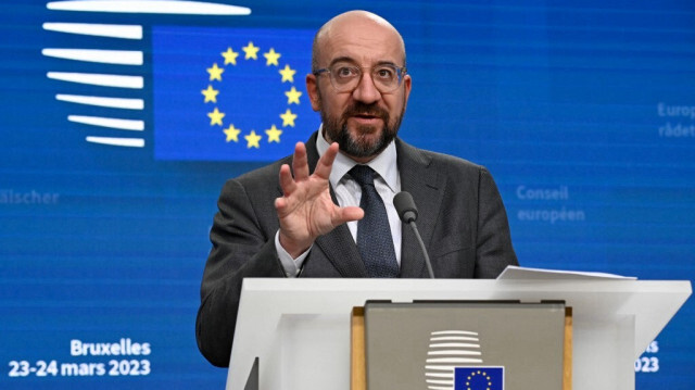 Le président du Conseil européen, Charles Michel, tient une conférence de presse sur l'Ukraine le 23 mars 2023, au siège de l'UE à Bruxelles. Crédit Photo: JOHN THYS / AFP
