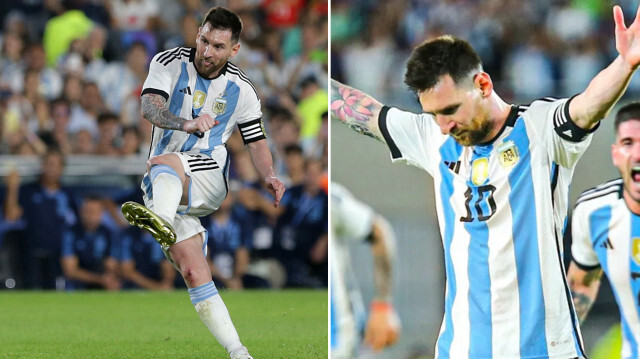 Messi'nin gol vuruşu ve sevinci