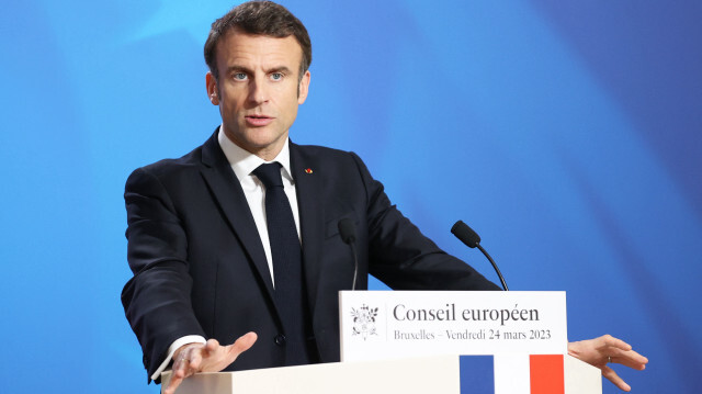 Emmanuel Macron, Président de la République française lors de la conférence de presse tenue à l’issue du Conseil européen à Bruxelles. Crédit Photo: AA