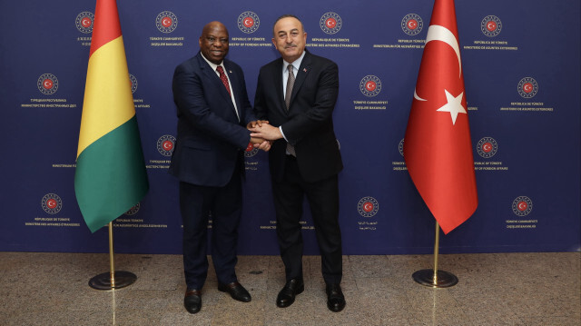 Turkish Foreign Minister, Mevlut Cavusoglu meets with Guinean Foreign Minister, Morissanda Kouyate in Ankara, Turkiye on March 27, 2023.