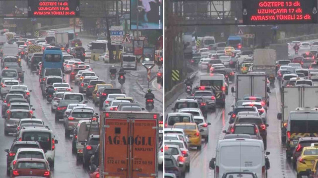 İşlerine ve okullarına gitmek için evlerinden çıkan vatandaşlar yoğun trafiğe takıldı. 